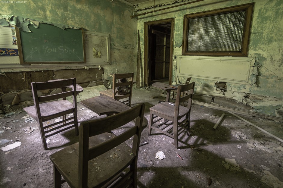 Abandoned church classroom