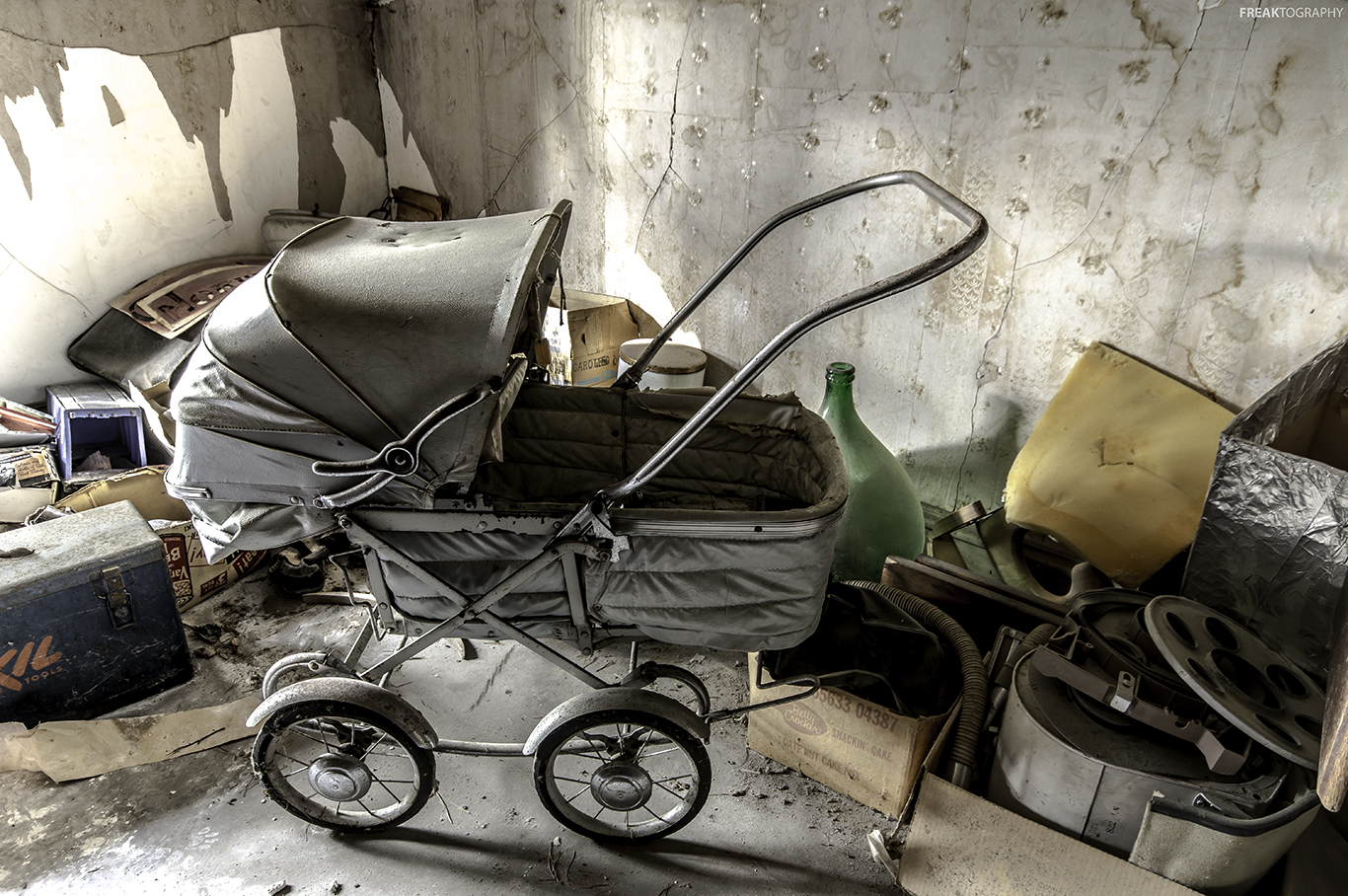 An antique pram found in the upstairs of an abandoned house in Ontario. www.freaktography.ca Ello | Facebook |  Twitter |  Instagram |  500px |  Tumblr |  Pinterest |