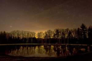 Pond Reflection and Stars Photography Print