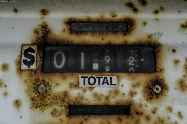 Online photography prints for purchase of a rusty gas pump