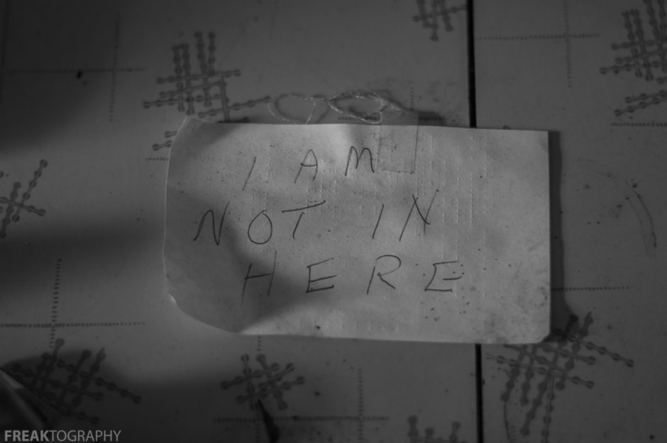 Freaktography, abandoned, abandoned photography, abandoned places, creepy, death, decay, derelict, haunted, haunted places, note, photography, sad, urban exploration, urban exploration photography, urban explorer, urban exploring