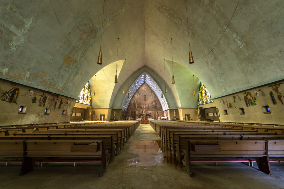 abandoned, Abandoned Church, abandoned photography, abandoned places, church, creepy, decay, derelict, Freaktography, haunted, haunted places, PEWS, photography, row, rule of thirds, stained glass windows, urban exploration, urban exploration photography, urban explorer, urban exploring, vanishing point