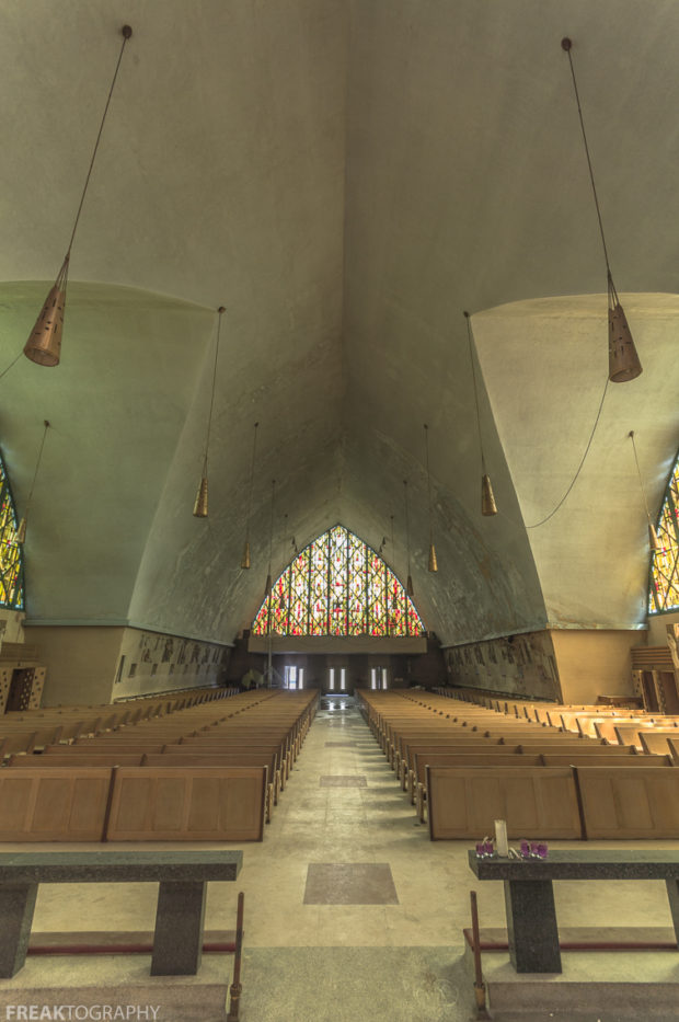 abandoned, Abandoned Church, abandoned photography, abandoned places, church, creepy, decay, derelict, Freaktography, haunted, haunted places, PEWS, photography, row, rule of thirds, stained glass windows, urban exploration, urban exploration photography, urban explorer, urban exploring, vanishing point