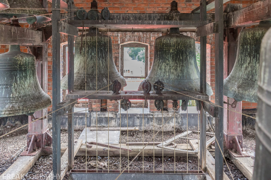 The belfry in the bell tower of the now abandoned St Giles church in Hamilton, Ontario