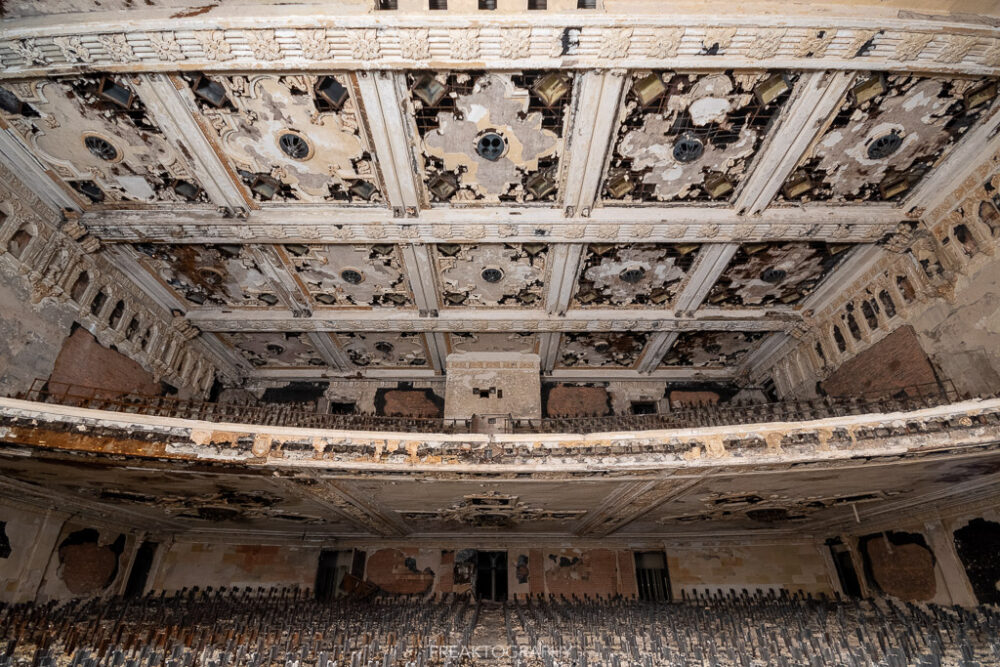 abandoned detroit cooley high school auditorium ceiling
