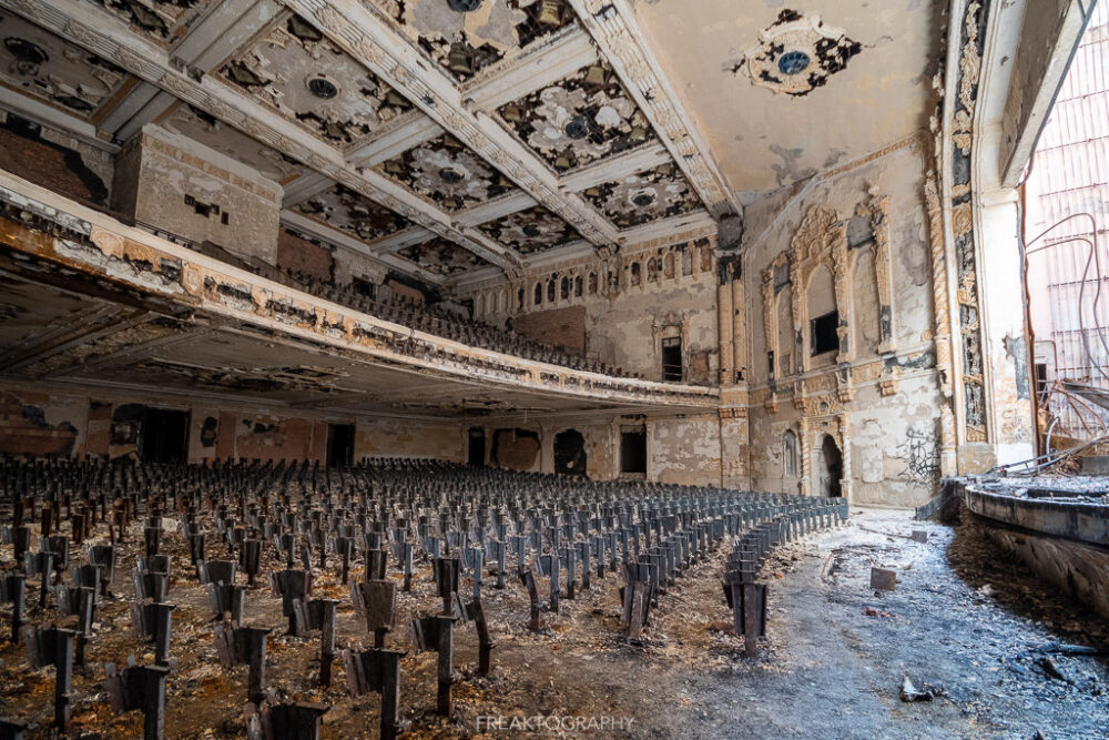 abandoned detroit cooley high school  auditorium left