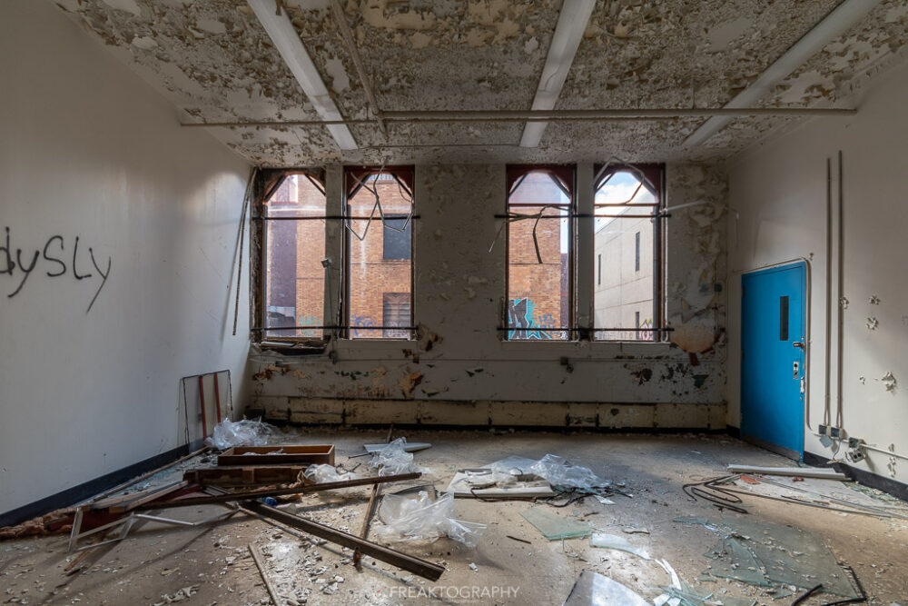 abandoned detroit cooley high school  classroom