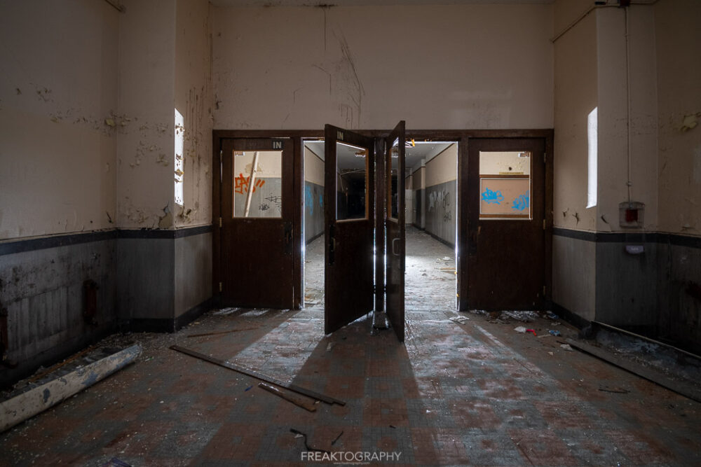 abandoned detroit cooley high school  hallwa