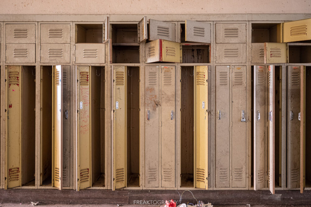 abandoned detroit cooley high school  lockers