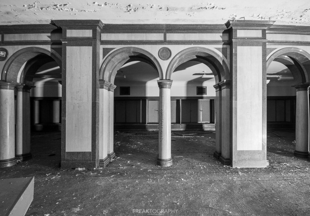 abandoned detroit cooley high school  pillars