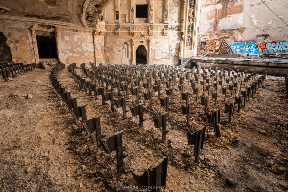 abandoned detroit cooley high school  theatre rear