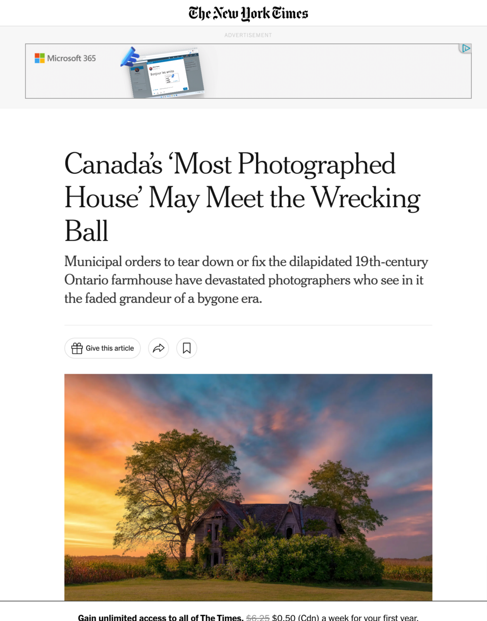 Canada’s-‘Most-Photographed-House’-May-Meet-the-Wrecking-Ball-The-New-York-Times