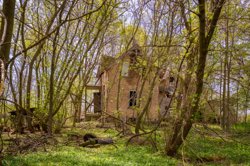 super creepy old abandoned house in the forest