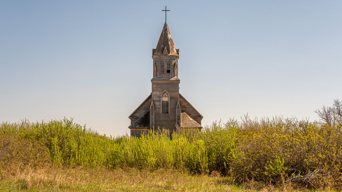 Abandoned Roman Catholic church at Fish Creek, Saskatchewan