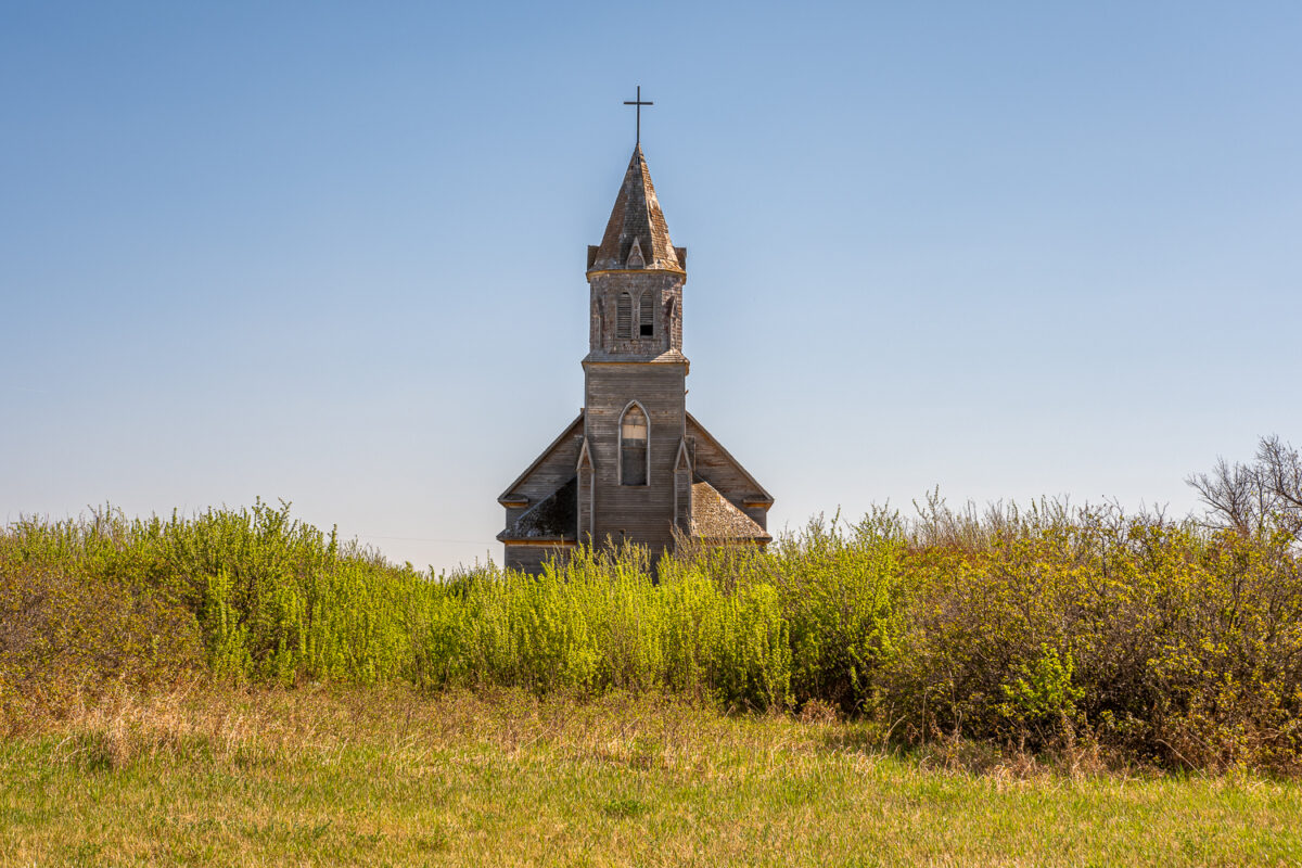 Abandoned Roman Catholic church at Fish Creek, Saskatchewan