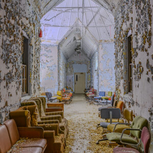 Abandoned Hospital Hallway Chairs Print