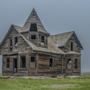 Prairie Abandoned House Winter Sky Print