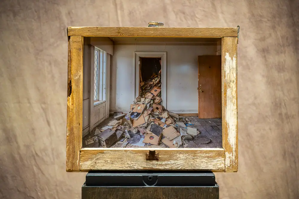 Reclaimed Window Framed Photograph (Single Image) Records From the Attic